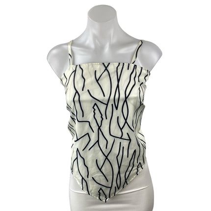 Commense Women's White Black Abstract Sleeveless Longline Cami Crop Top Size XS