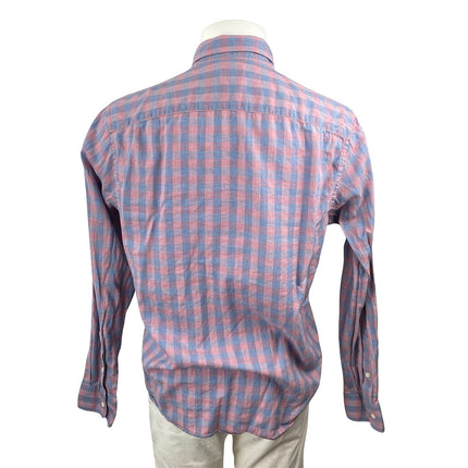 Faherty Men's Purple Plaid Gingham Check Long Sleeve Button Down Shirt Top L