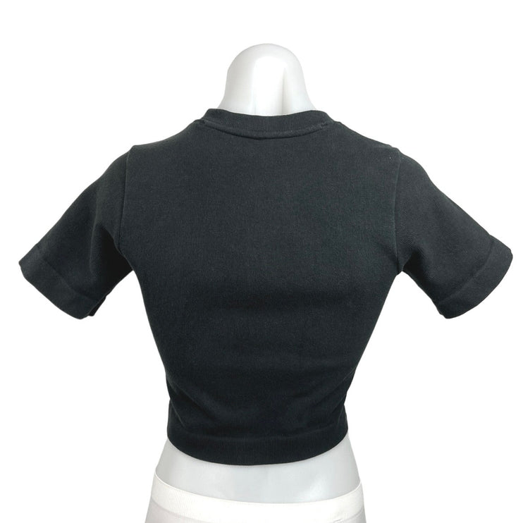 Everlane Black Mock Neck Short Sleeve Pull Over T Shirt Crop Top Size XS/S