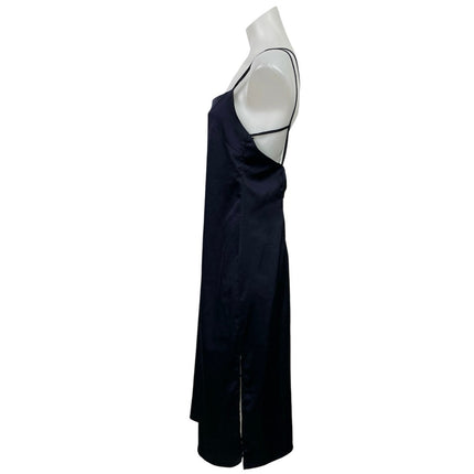 And Co Blue Satiny Feel Sleeveless Midi Camisole Tank Slip Shift Sheath Dress S