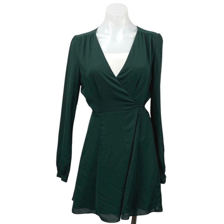 Aritzia Sunday Best Alexi Green Long Sleeve Flowy Mini Flare A-Line Wrap Dress 6