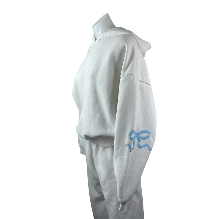 Edikted White Hoodie Sweatshirt Wide Leg Sweat Pants Athletic Activewear Set S/M