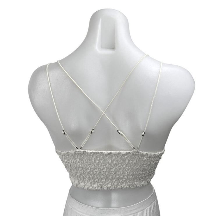 Free People Adella White Lace Sleeveless Cami Camisole Bralette Crop Tank Top S
