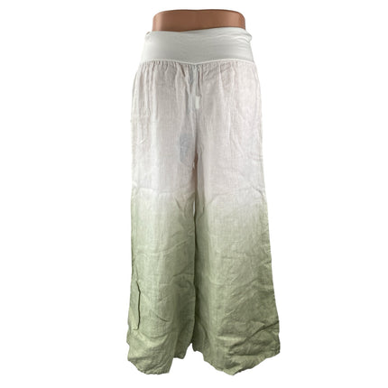 NEW Venti6 White Green Ombre High Rise Wide Leg Baggy Palazzo Trousers Pants S