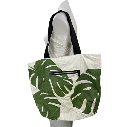 Aloha Collection White Green Leaf Tropical Summer Shoulder Tote Handbag Size OS