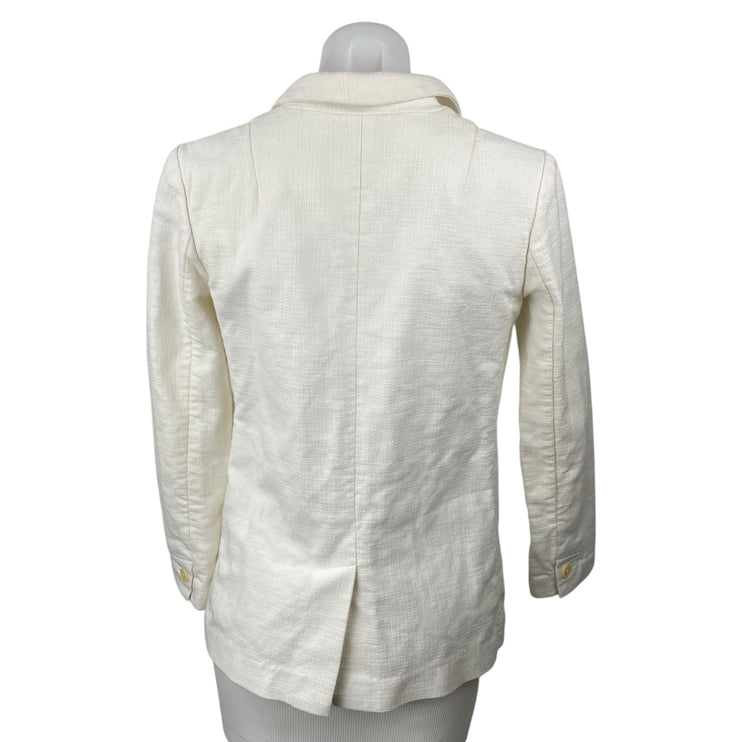 Banana Republic White Collared Long Sleeve Single Breasted Blazer Coat Jacket 2P