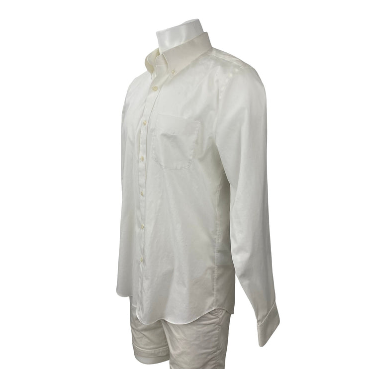 J.Crew Men's White Slim Fit Pocket Career Long Sleeve Button Down Shirt Top Sz L