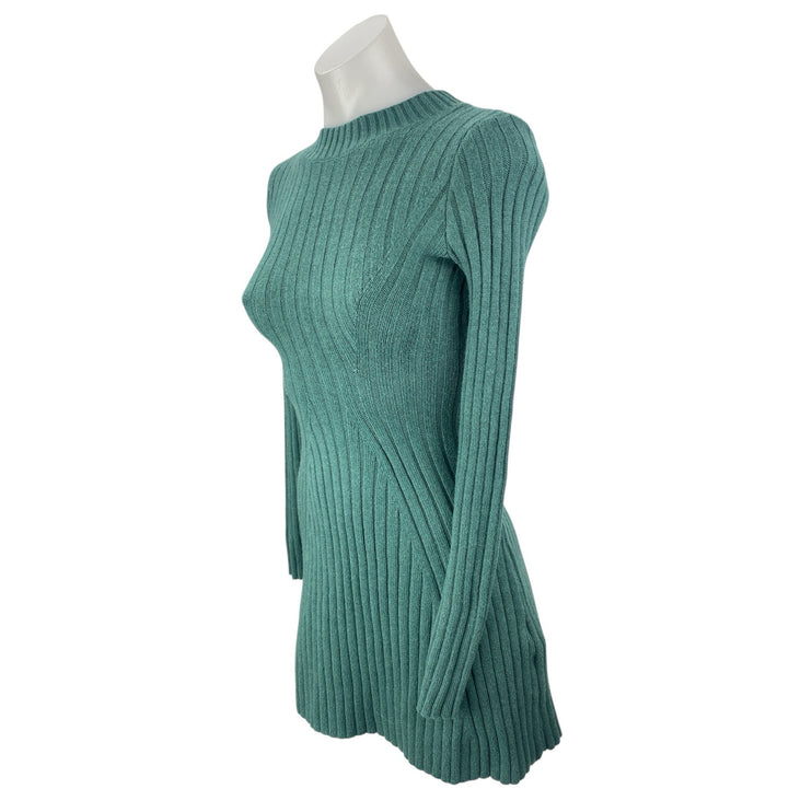 Hollister Green Rib Knit Mock Neck Long Sleeve A Line Sweater Mini Dress Size S