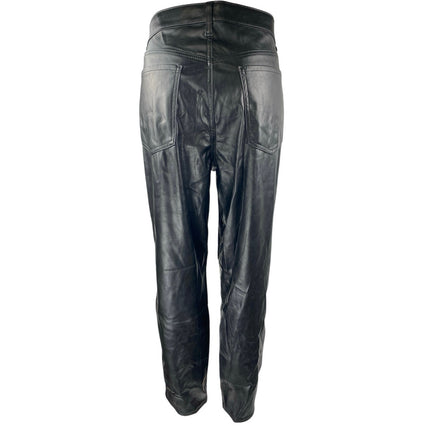 NEW Old Navy Black Faux Vegan Leather High Waist Straight Leg Trousers Pants 14