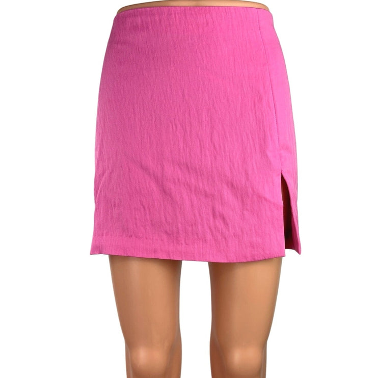 H&M Womens Pink Solid High Waisted Side Zipper Straight Pencil Mini Skirt Size 8