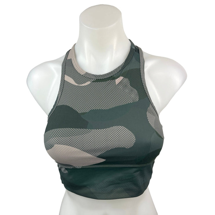 Strut This Green Camo Racerback High Neck Yoga Athletic Sports Bra Top One Size