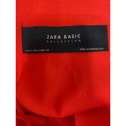 Zara Women's Red Open Front Ruffle Long Bell Sleeve Blazer Coat Jacket Size S
