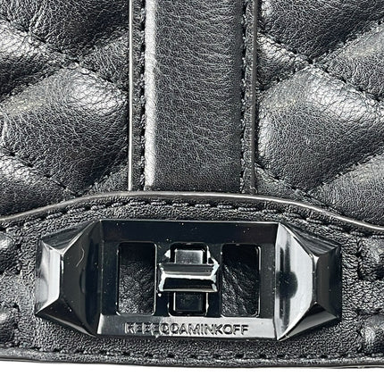 Rebecca Minkoff Love Quilted Leather Women's Black Chain Lock Crossbody Handbag