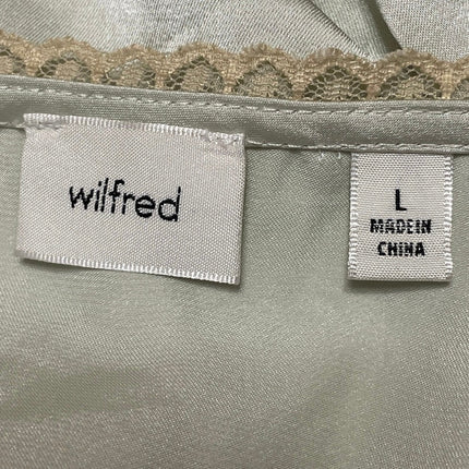 Aritzia Wilfred Mademoiselle Sage Green Satin Short Cap Sleeve Wrap Mini Dress L