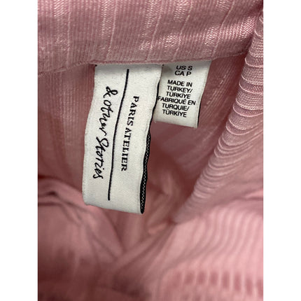 & Other Stories Women's Pink Long Sleeve Pleated V Neck Polo Shirt Blouse Size S