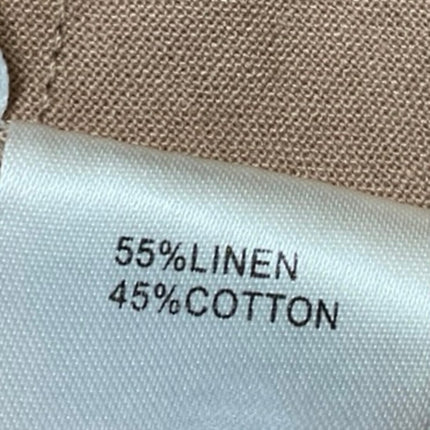 SABO Women's Tan Linen Short Puff Sleeve Bandeau Tube Blouse Crop Top Size M