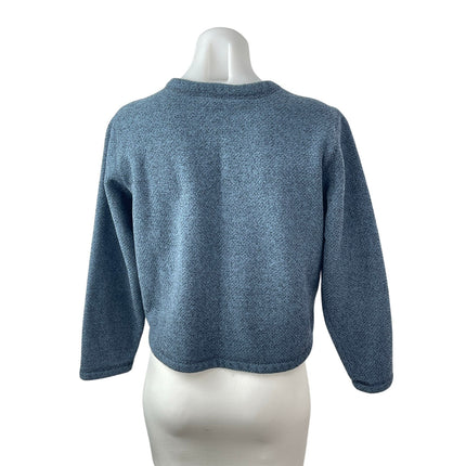 L.L. Bean Women's Blue Sherpa Lined Long Sleeve Button Up Cardigan Sweater Top M