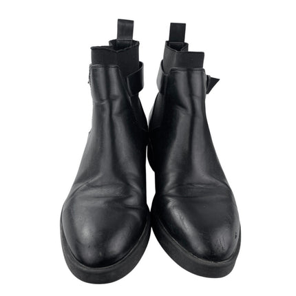 Zara Women's Black Leather Almond Toe Buckle Strap Ankle Boots Booties Size 8