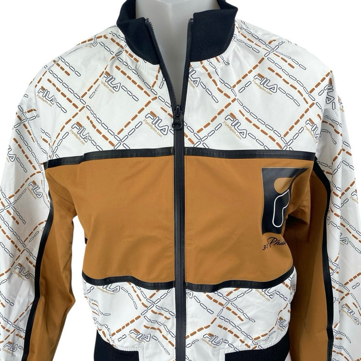 FILA X 3.1 Phillip Lim Womens Multicolor Zip Up Long Sleeve Logo Bomber Jacket L