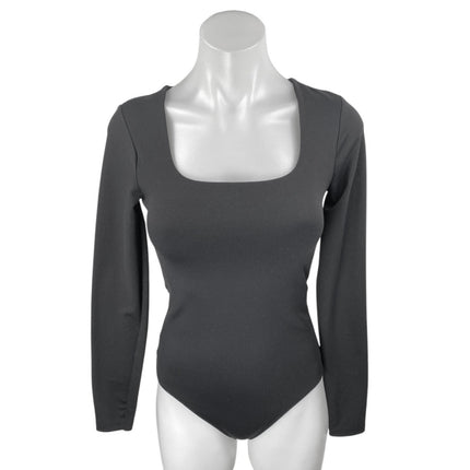 Abercrombie & Fitch Womens Black Square Neck Long Sleeve Bodysuit Shirt Top Sz S
