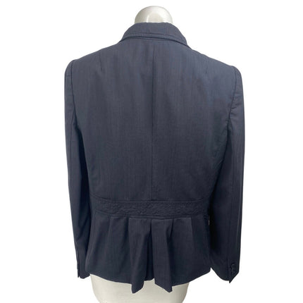 Banana Republic Women's Black Wool Striped Long Sleeve Blazer Coat Jacket 14