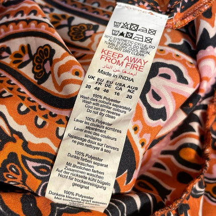 Boohoo Women Multicolor Scarf Paisley Print Long Sleeve Swing Mini Dress Size 16