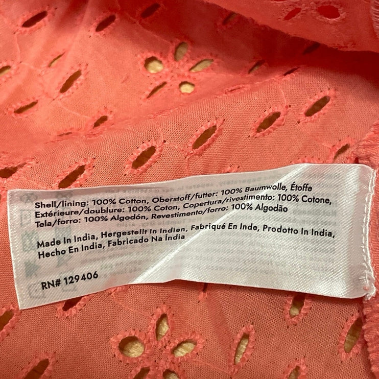 NEW Venus Coral Pink Orange Sleeveless Eyelet Embroidered A-line Maxi Dress Sz 8
