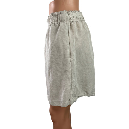 H&M Women's Gray Linen Pull On High Rise Wide Leg Mini Lounge Shorts Size M