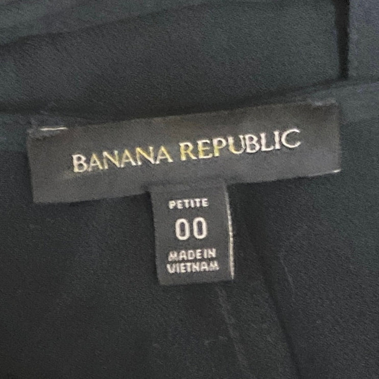 Banana Republic Black Short Sleeve V Neck Belted Asymmetric Midi Dress Size XS