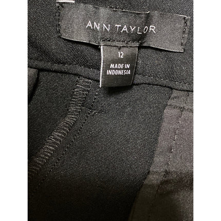 Ann Taylor Women's Black High Waisted Pleated Straight Trousers Pants Size 12