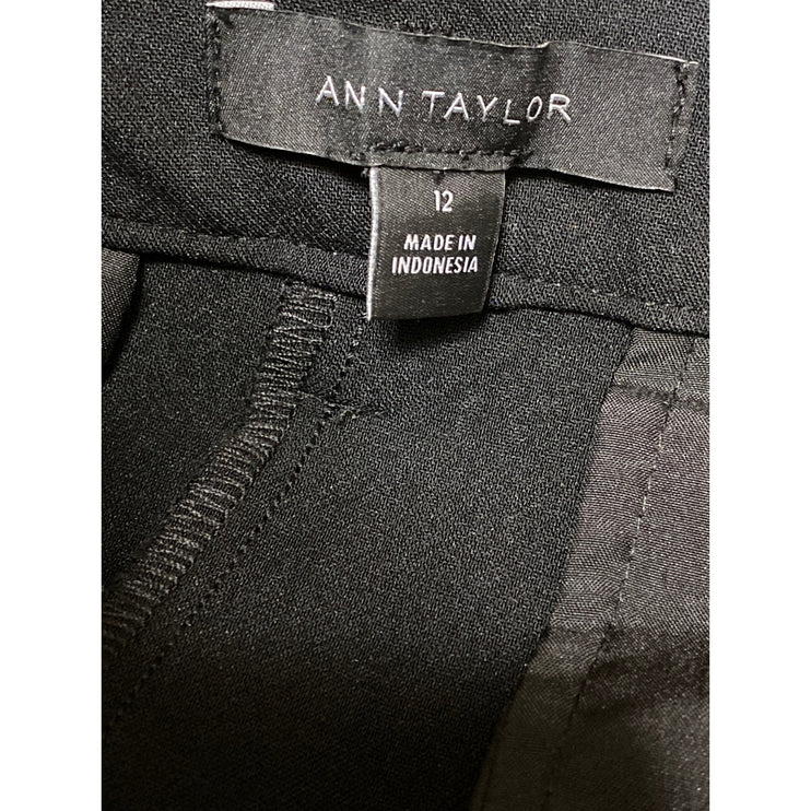 Ann Taylor Women's Black High Waisted Pleated Straight Trousers Pants Size 12