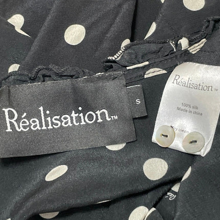 Realisation Par The Julia 100% Silk Sleeveless Black White Polka Mini Dress Sz S