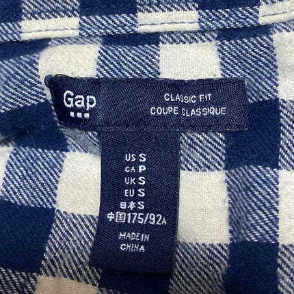 Gap Men's Blue White Gingham Check Long Sleeve Button Down Shirt Top Size S