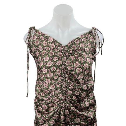 NEW Bishop + Young Adria Multicolor Floral Ruched Sleeveless Cami Tank Dress M