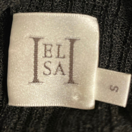 Elsa II Black Long Sleeve Mock Neck Sheer Mesh Ribbed Bandeau Slit Blouse Top S
