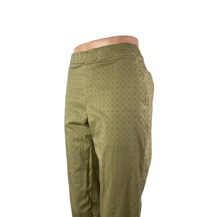Uniqlo Womens Green Metallic Polka Dot Mid Rise Straight Skinny Trousers Pants M