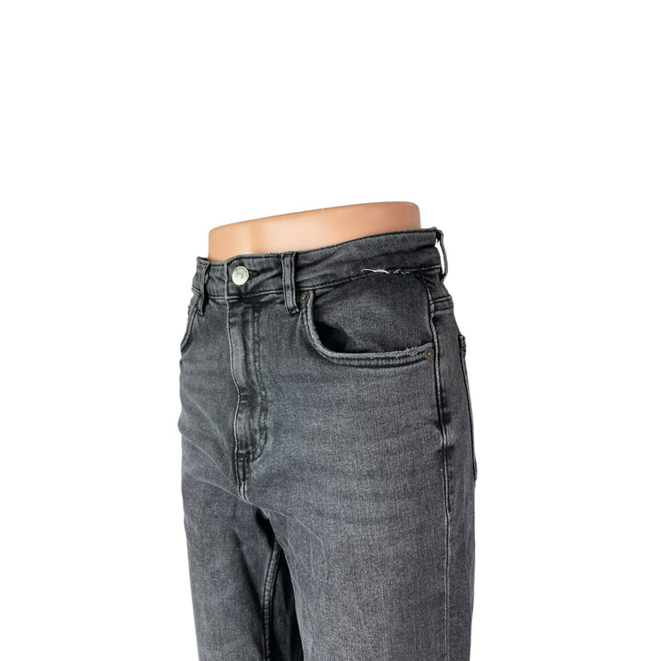 Zara Women's Black Washed High Waisted Slim Straight Leg Denim Jeans Size 6