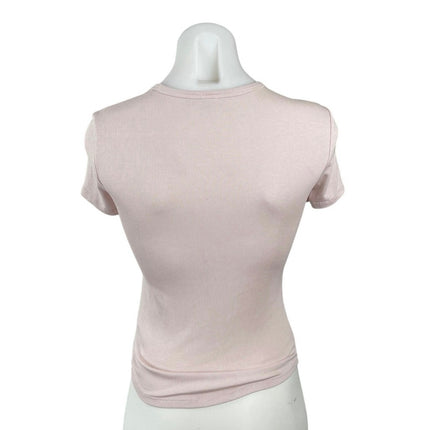 Artizia Sunday Best ReRib Pink Short Sleeve Ribbed Knit Crew Neck T Shirt Top XS