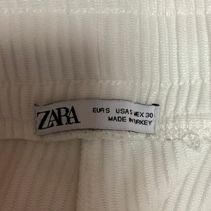 Zara White Ribbed Elastic Waist Drawstring Pull On Sweatpants Lounge Pants Sz S