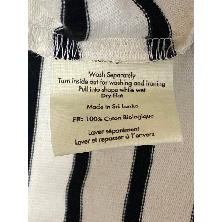 NEW Joanie Women's Black White Striped French Fries Patch Long Sleeve T Shirt S