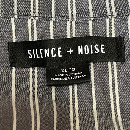 Silence + Noise Gray White Striped Sleeveless Zip Up Cutout Back Shirt Top Sz XL