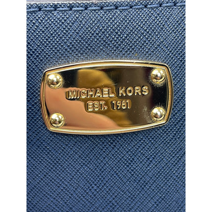 Michael Kors Kellen Blue Saffiano Leather Gold Accent Satchel Crossbody Bag OS