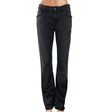 7 For All Mankind Women's Black High Waisted Straight Leg Denim Jeans Size 30