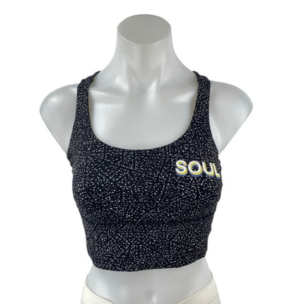 Lululemon Black Sleeveless Abstract Crossback Strappy Sports Bra Crop Top Size 6