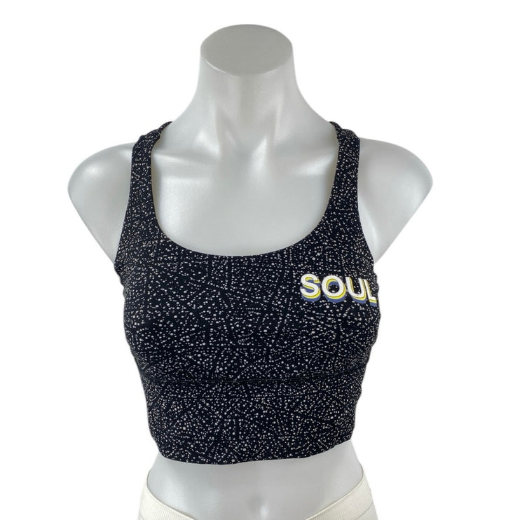 Lululemon Black Sleeveless Abstract Crossback Strappy Sports Bra Crop Top Size 6