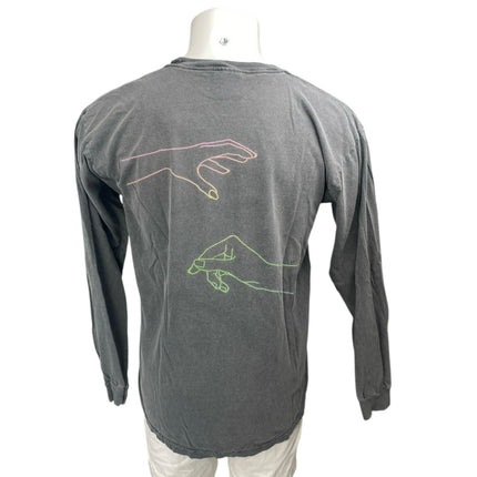 Comfort Colors Men's Gray Crew Neck Long Sleeve Graphic Sweatshirt Sweater Top L