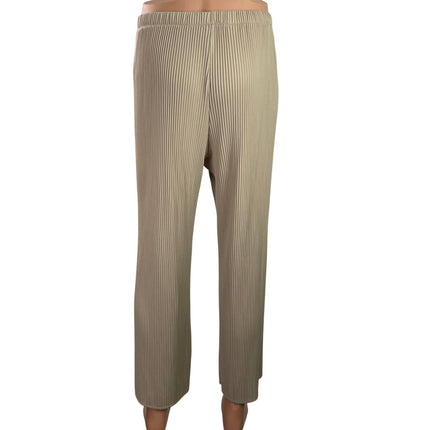 Uniqlo Beige Tan Ribbed Elastic Waist Straight Leg Lounge Trousers Pants 30-31