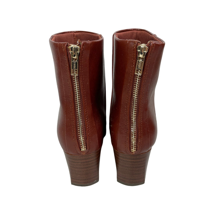 Baretraps Bessie Womens Brown Round Toe Block Heel Back Zip Dress Ankle Bootie 6