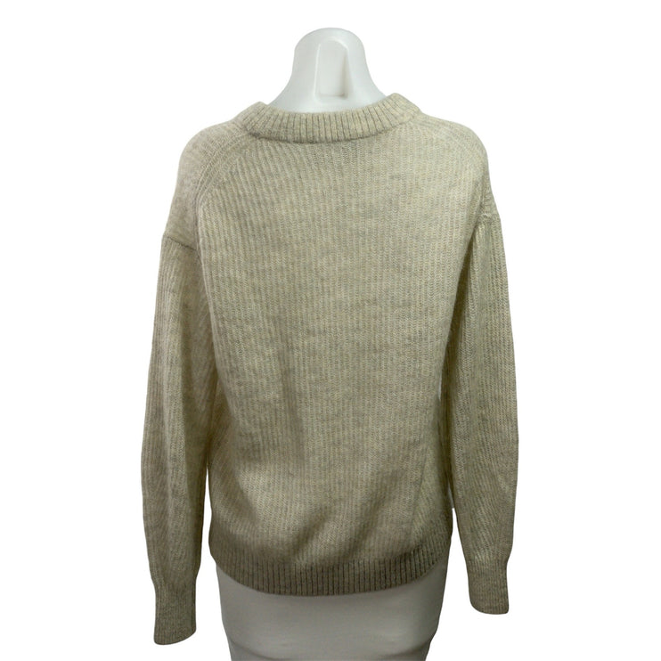 Everlane Women's Cream Wool Long Sleeve Ribbed Knit Pullover Sweater Top Size S