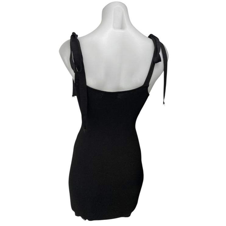 Urban Outfitters Black Sleeveless Tie Strap Cami Camisole Mini Bodycon Dress S